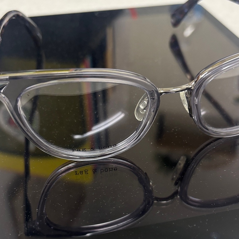 rag & bone Translucent Gray Oval Glasses